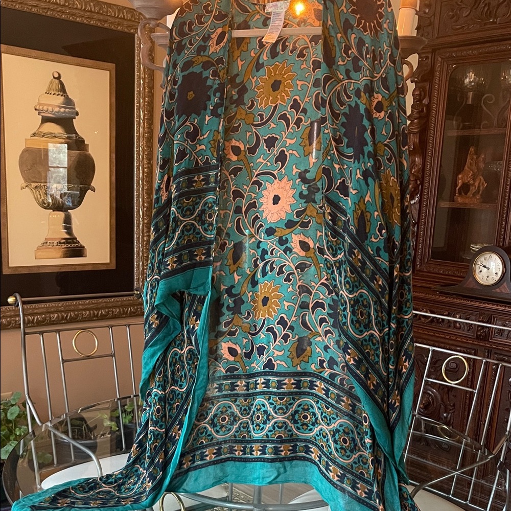 Free People Teal and Tan and Black “Kimona-Like” SHAWL!
